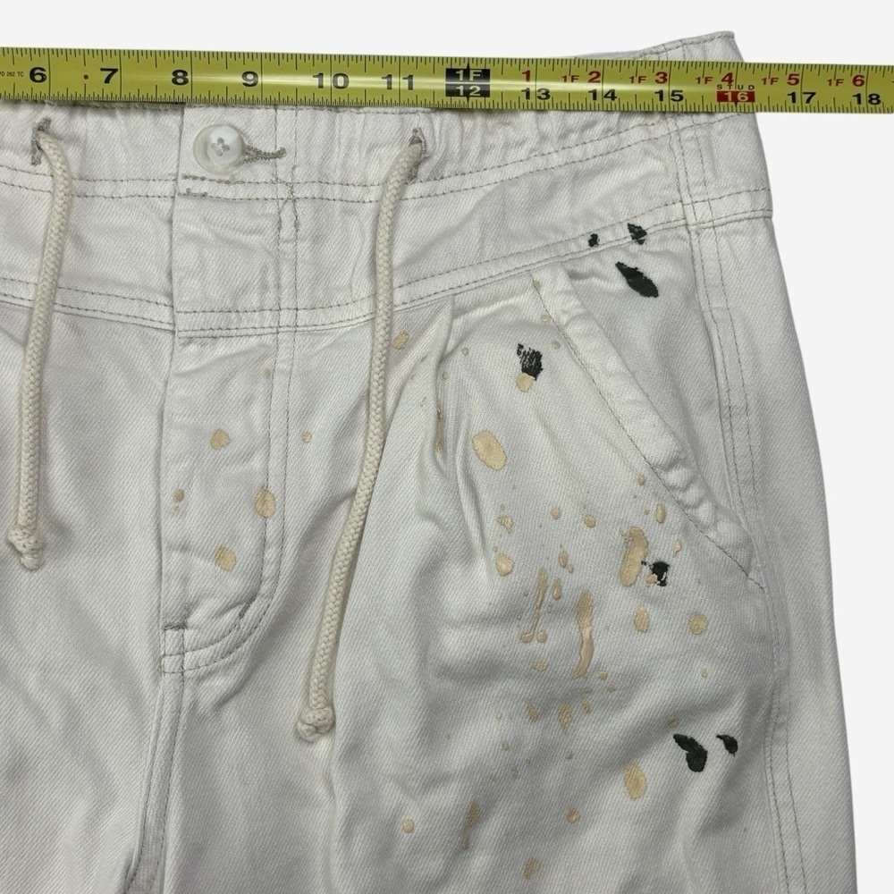 Free People Mixed Up Cropped Utility Pants Distressed Painter Button Fly XS - Picture 9 of 13